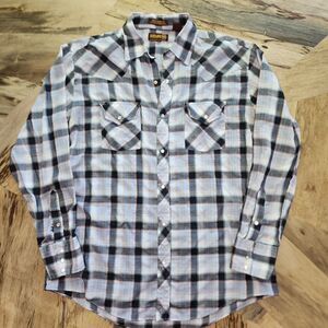 Vintage Sheplers Men's Plaid Button Down Western Shirt Sz L